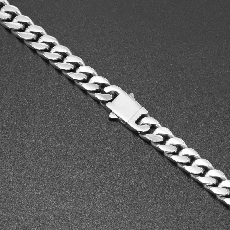 Stainless Steel Cuban Chain – Necklace & Bracelet Set, Fade-Resistant