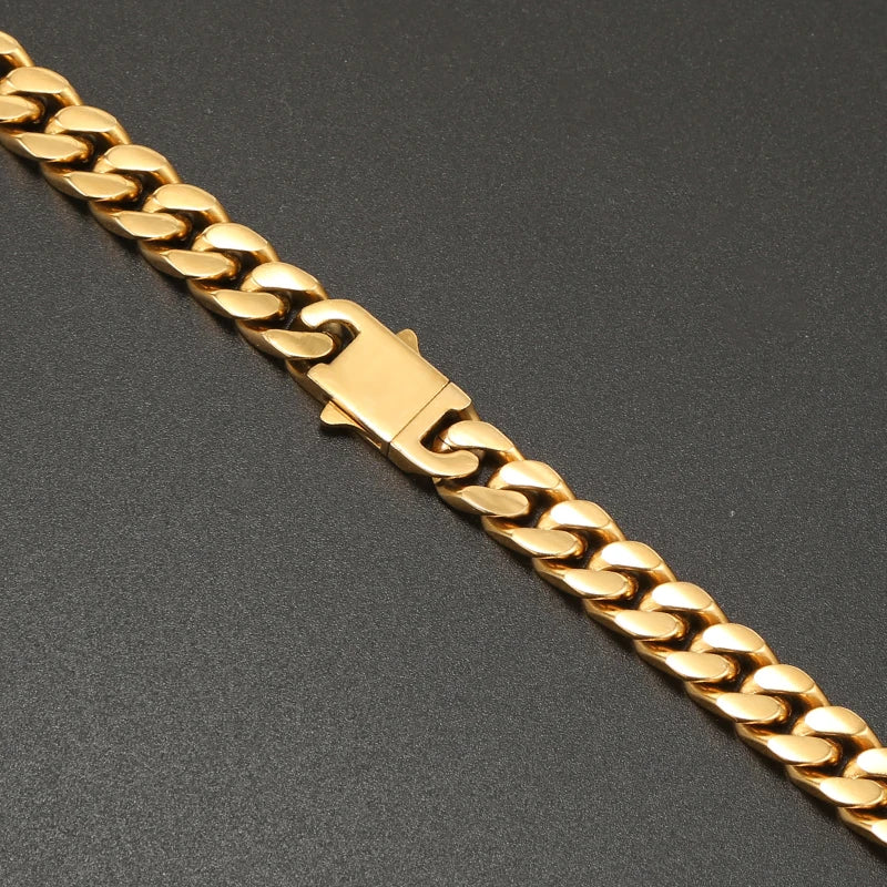 Stainless Steel Cuban Chain – Necklace & Bracelet Set, Fade-Resistant