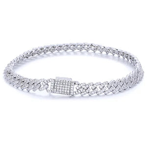 925 Sterling Silver Moissanite Cuban Bracelet – 6MM, Hip-Hop Style