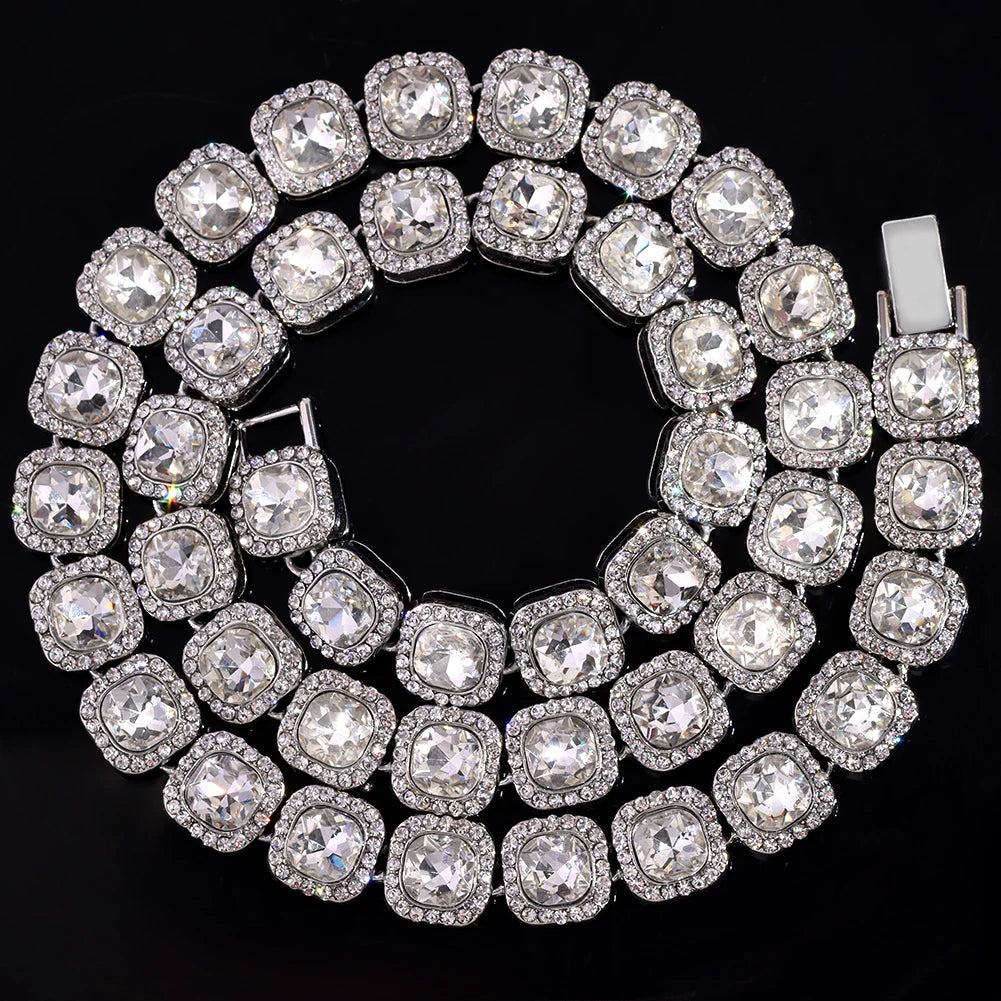 Iced Out Cuban Link Chain – Rhinestone Hip-Hop Necklace for Men & Women