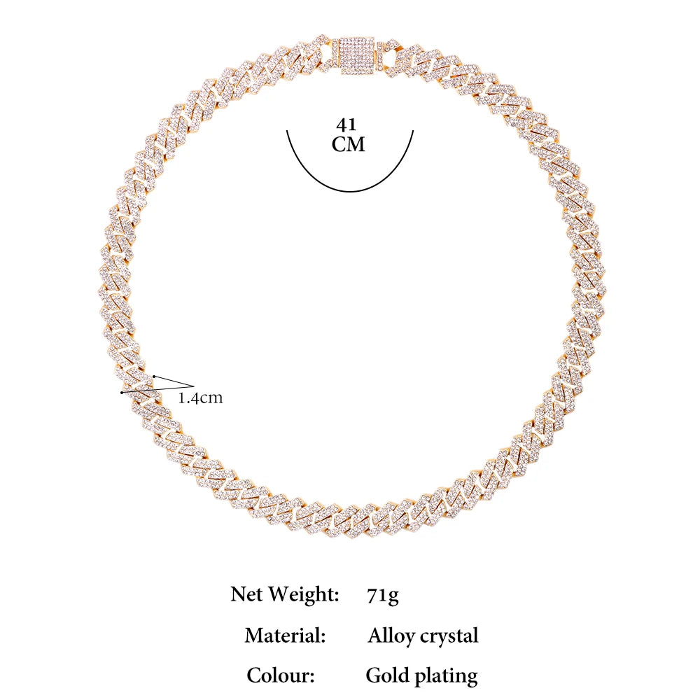 14MM Iced Out Cuban Link Chain – Bling Miami Necklace for Men & Women