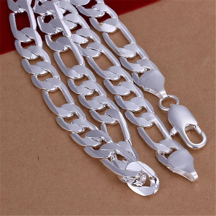 Men’s 925 Sterling Silver Cuban Chain – Classic 12MM Necklace (18-30 Inch)