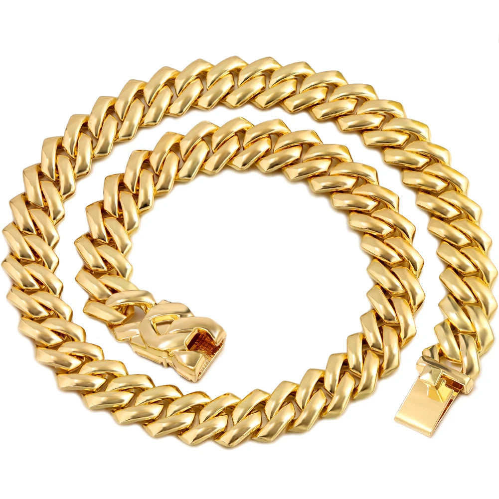 Women’s 14MM Cuban Link Choker – Rhinestone Bling Miami Chain