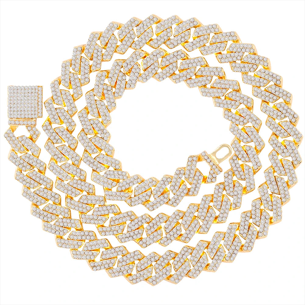 Women’s 14MM Cuban Link Choker – Rhinestone Bling Miami Chain