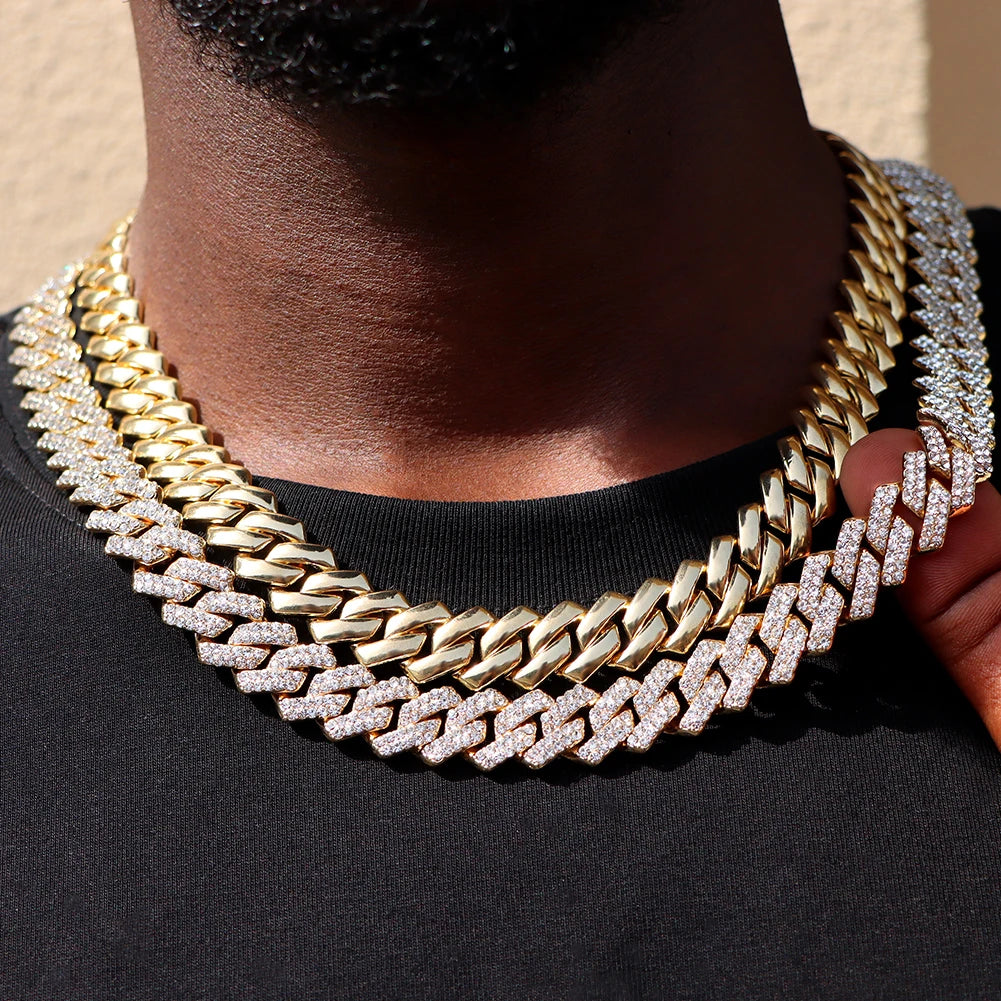 Women’s 14MM Cuban Link Choker – Rhinestone Bling Miami Chain