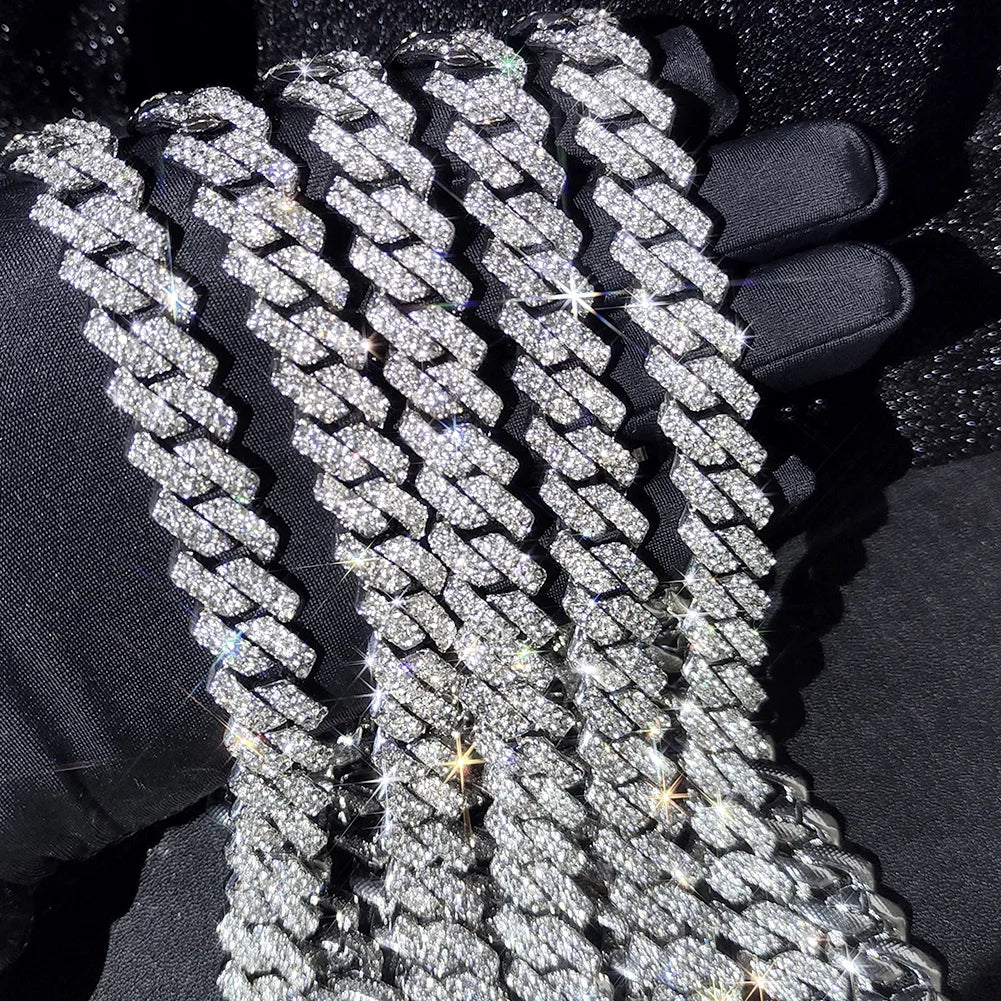 Iced Out Cuban Link Chain – Rhinestone Hip-Hop Necklace for Men & Women