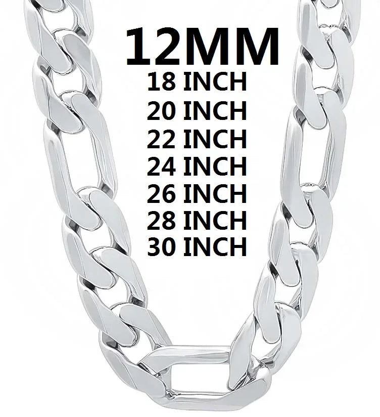 Men’s 925 Sterling Silver Cuban Chain – Classic 12MM Necklace (18-30 Inch)