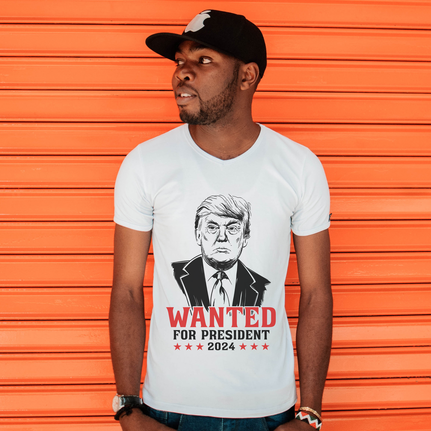 Wanted For President 2024 - Bold Graphic Tee for Patriotic Supporters of Donald J. Trump, Save America Again, Make America Safe Again