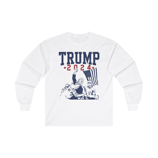 Trump for President 2024 I  Pro Trump 2024 long sleeve tee I 2024 Presidential Election Gear I American Pride Long Sleeve Tee I Trump 2024 Merchandise I USA Made Long Sleeve Tee