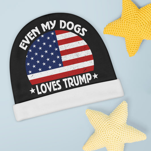 Even my dogs love Trump - Donald Trump 2024 American President Beanie, rump USA Gift 2024 Beanie,  Politics Gifts Beanie,  MAGA Plus Size Beanie